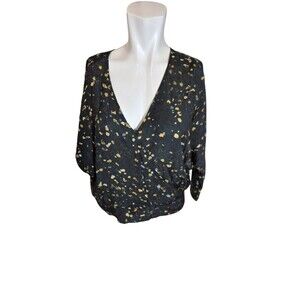 Humanoid Mandy Top Italian Fabric Faux Wrap Pleated V Neck Top Sz S $269